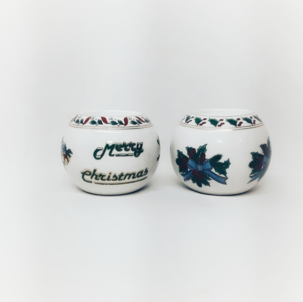 Round Ceramic Christmas Tealight Holders